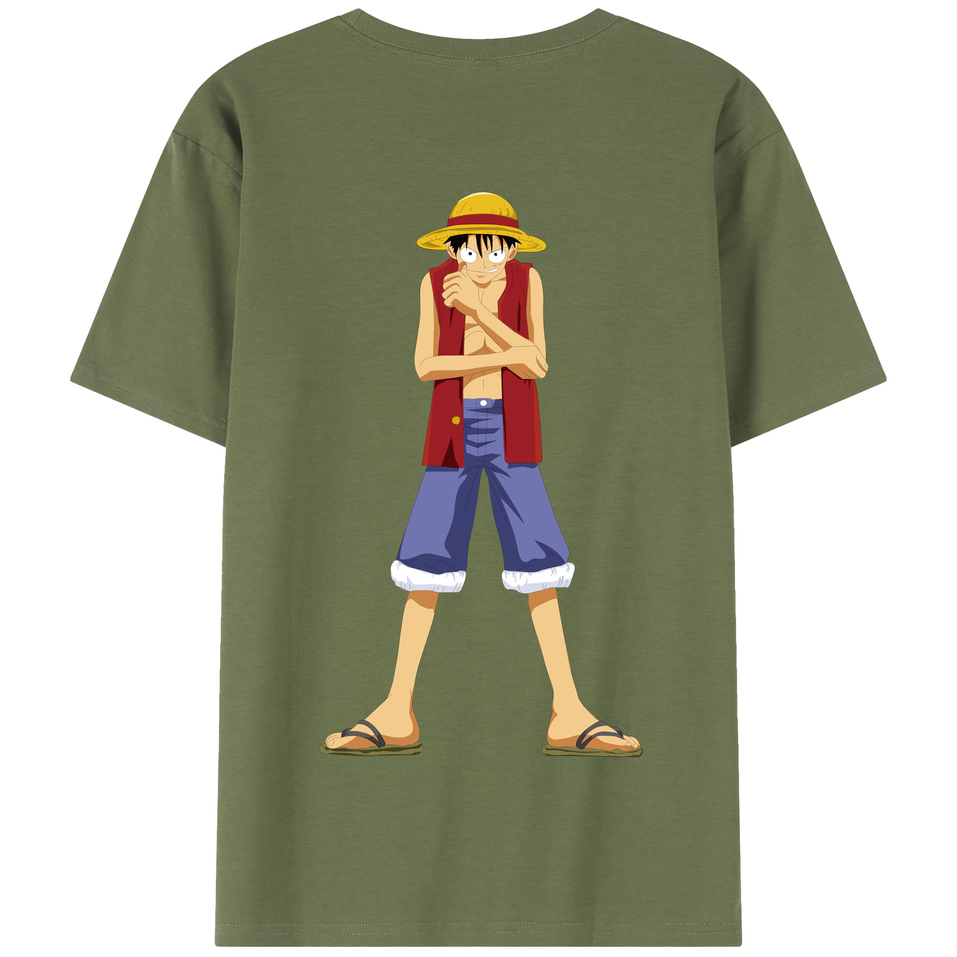 ワンピース モンキー・D・ルフィ ONE PIECE Monkey D. Luffy 綿100％半袖Tシャツ（背面プリント）
